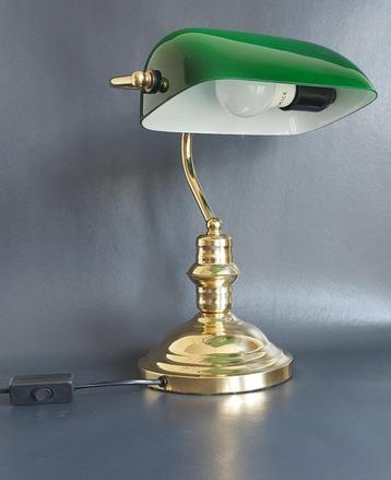Vintage Design tafellamp van goudkleurig metaal en gekleurd  beschikbaar voor biedingen