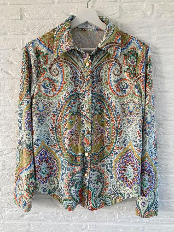 Prachtige 70ties look Blouse BY SWAN PARIS (seventies style), Kleding | Dames, Blouses en Tunieken, Zo goed als nieuw, Maat 36 (S)