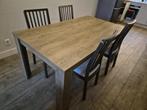 Dining Table - Wild Oak Color - 90x160 + 4 chairs, Ophalen, Zo goed als nieuw, 4 tot 6 stoelen