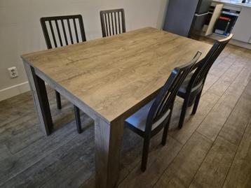 Dining Table - Wild Oak Color - 90x160 + 4 chairs beschikbaar voor biedingen