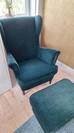 Ikea Strandmon (donkergroen) fauteuil en voetenbank, Huis en Inrichting, Gebruikt, Ophalen