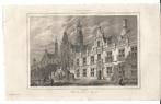 1844 - Leiden, het stadhuis., Antiek en Kunst, Kunst | Etsen en Gravures, Ophalen of Verzenden