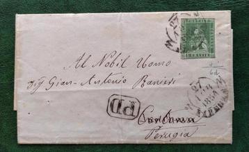 ITALIË - TOSCANA 1854 brief Perugia met 4 Crazie Sa6d beschikbaar voor biedingen