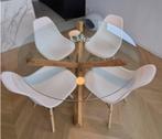 eettafel rond glas / hout, Huis en Inrichting, Tafels | Eettafels, Ophalen, Rond, Zo goed als nieuw, Modern / Scandinavisch