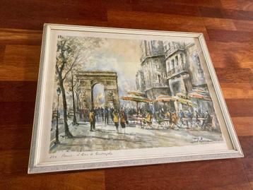 Print van aquarel van L’Arc de Triomphe in Parijs, jaren ’50 beschikbaar voor biedingen