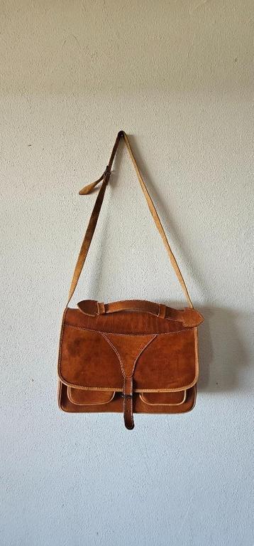 bruine leer vintage retro sadeltas (22623) beschikbaar voor biedingen