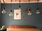 Hanglamp van hout met lichtbollen, Huis en Inrichting, Lampen | Hanglampen, Gebruikt, Ophalen of Verzenden, Hout