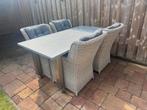 Tuintafel met 4 stoelen en kussens., Tuin en Terras, Tuinsets en Loungesets, Ophalen, 4 zitplaatsen, Zo goed als nieuw, Tuinset