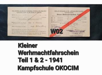 Orgineel wehrmacht rijbewijs . Kampfschule okocim 1941. beschikbaar voor biedingen