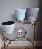 VINTAGE: 3 x pastelkleurige bloemenpotten, Ophalen, Gebruikt, Rond, Binnen