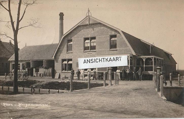 Fotokaart Heerhugowaard - melkfabriek met personeel, Verzamelen, Ansichtkaarten | Nederland, Gelopen, Noord-Holland, Voor 1920