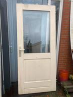 Hardhouten Buitendeur met Glas, Doe-het-zelf en Verbouw, Deuren en Horren, Gebruikt, 80 tot 100 cm, Ophalen of Verzenden, Buitendeur