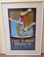 poster uit 1952 Rasmussen DFDS veerdienst Denemarken-Noorweg, Ophalen, Met lijst, A1 t/m A3, Overige onderwerpen