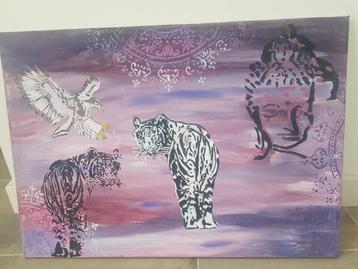 Tigers Yin & Yang acrylpaint on canvas beschikbaar voor biedingen