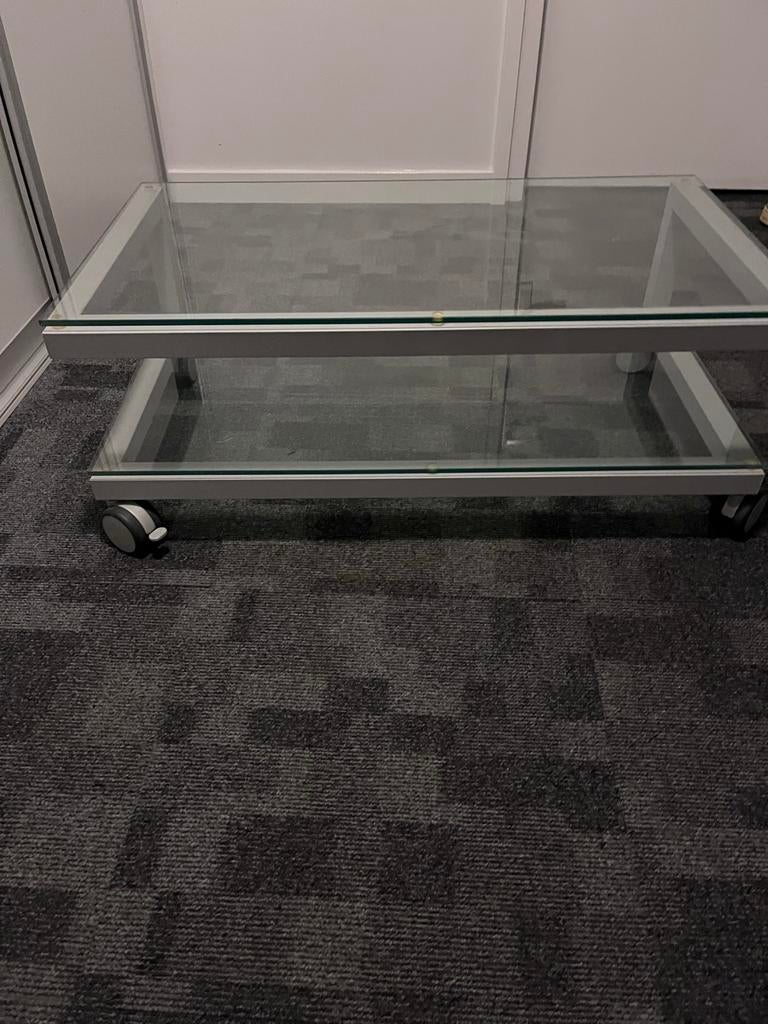 Glazen tv meubel, Gebruikt, Glas, Minder dan 50 cm, Rechthoekig