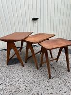 Vintage Deens mimeset bijzettafeltjes tafel teak, Ophalen of Verzenden