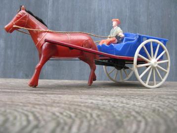 SPEELGOED BLIK + BAKELIET OPWINDBAAR KAR+PAARD beschikbaar voor biedingen