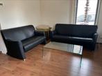 Goossens zwart lederen design banken / bankstel, Huis en Inrichting, Ophalen, Zo goed als nieuw, 75 tot 100 cm, 150 tot 200 cm