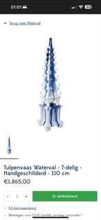 Heinen Delfts Blauw Tulpenvaas - 110cm, Ophalen, Blauw, Aardewerk of Porselein, Zo goed als nieuw