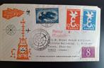 KLM eerste poolvlucht naar Japan en terug 1958(2 enveloppen), Postzegels en Munten, Brieven en Enveloppen | Nederland, Verzenden