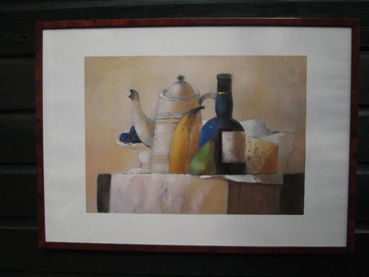 Stilleven Blauwe Fles Lilita Upeniece Kunstdruk 52 x 72, Huis en Inrichting, Woonaccessoires | Schilderijen, Tekeningen en Foto's