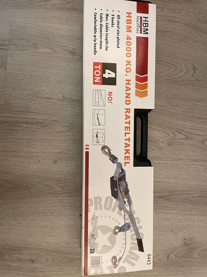 HBM 4000 KG Hand Rateltakel - Nieuw in doos!, Doe-het-zelf en Verbouw, Overige Doe-het-zelf en Verbouw, Nieuw, Ophalen of Verzenden