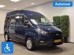 Ford Transit Custom L1H2 Rolstoelbus Automaat, Auto's, Bestelauto's, Automaat, 12 maanden, Stof, Zwart