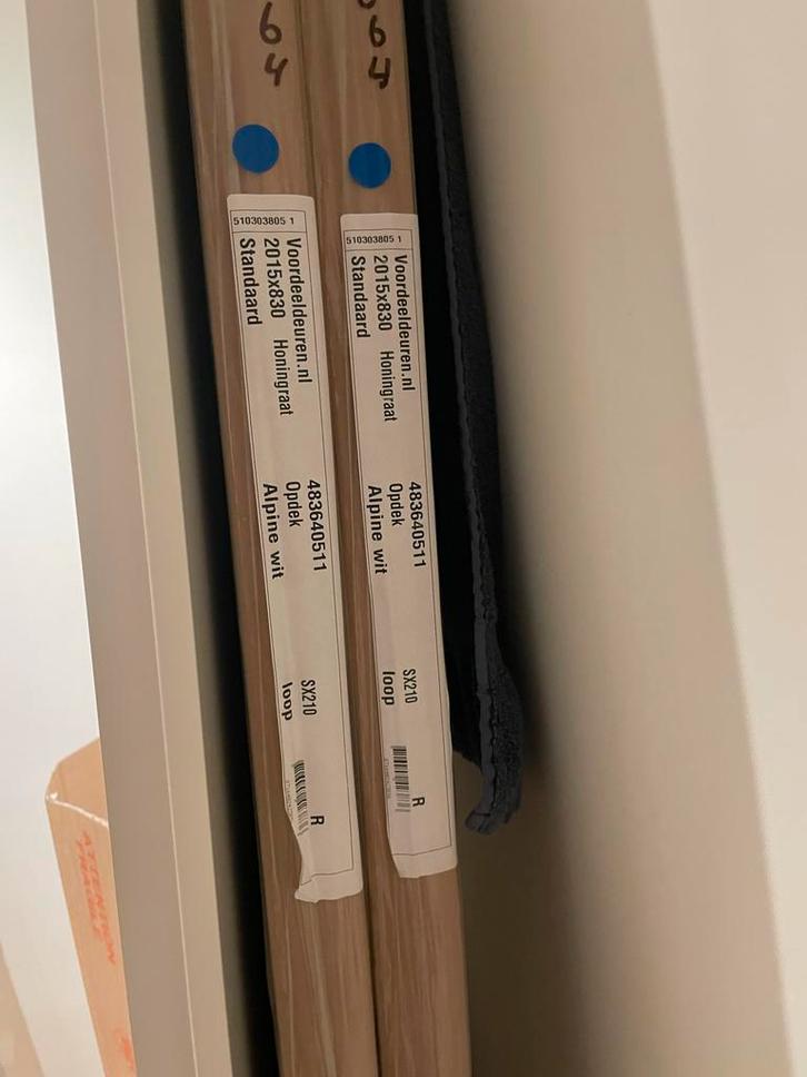 3 Nieuwe Opdekdeuren Rechts - Alpine Wit, Doe-het-zelf en Verbouw, Deuren en Horren, Nieuw, Binnendeur, 200 tot 215 cm, 80 tot 100 cm