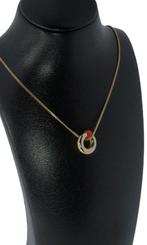 Bloedkoraal design 14k ketting goud hanger handgemaakt dames, Ophalen of Verzenden, Zo goed als nieuw, Met edelsteen, Info@voordeelsieraden.nl