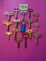15 OUDE OPWINDSLEUTELS SLEUTELS KLOK SLEUTEL PENDULE, Ophalen of Verzenden