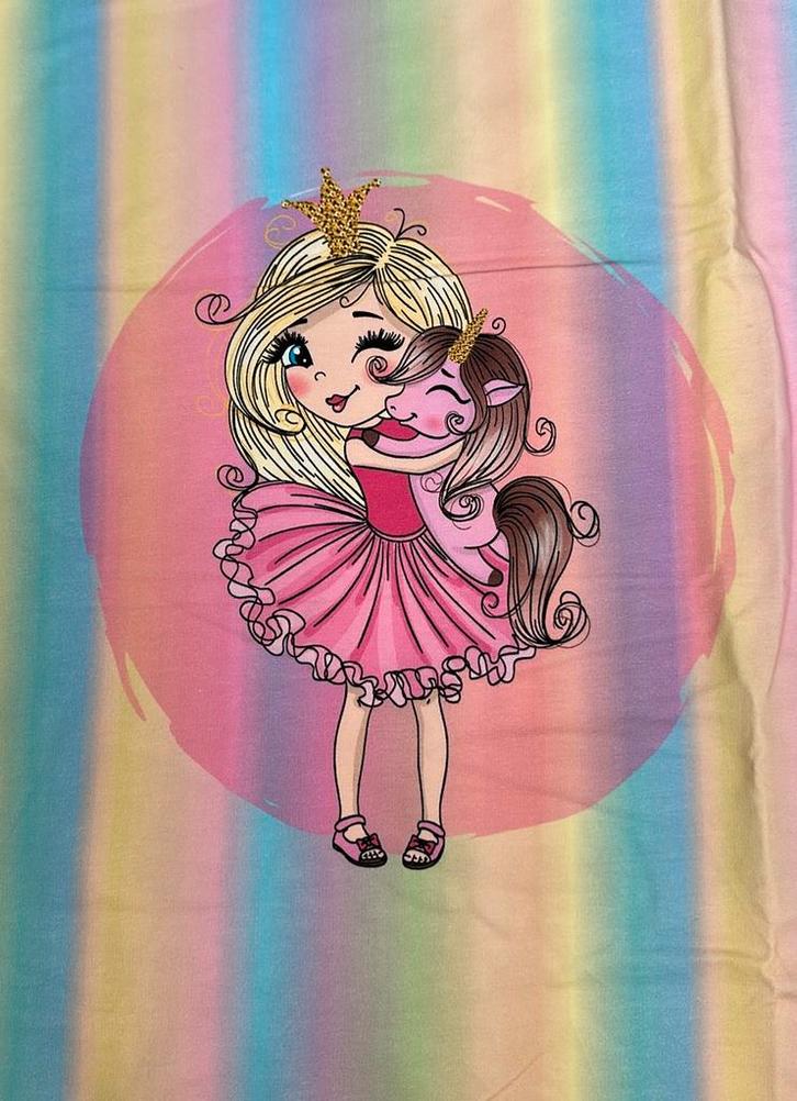 Unicorn rainbow french terry paneel, Hobby en Vrije tijd, Stoffen en Lappen, Zo goed als nieuw, Katoen, 120 cm of meer, 30 tot 200 cm