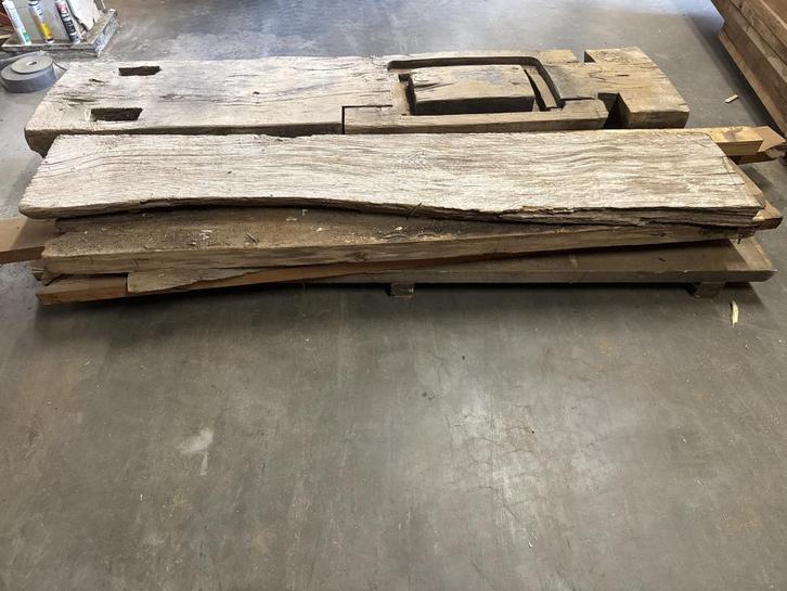 Pakje diverse Eiken en Mahonie delen, Doe-het-zelf en Verbouw, Hout en Planken, Nieuw, Plank, Eiken, 200 tot 250 cm, 50 mm of meer