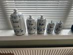 Vintage Voorraadpotten Delfts Blauw - Set van 5, Ophalen of Verzenden, Gebruikt