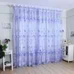 Paarse Tulpen Vitrage Gordijnen Gordijn Bloemen Bloem, Verzenden, Nieuw, 200 cm of meer, 200 cm of meer
