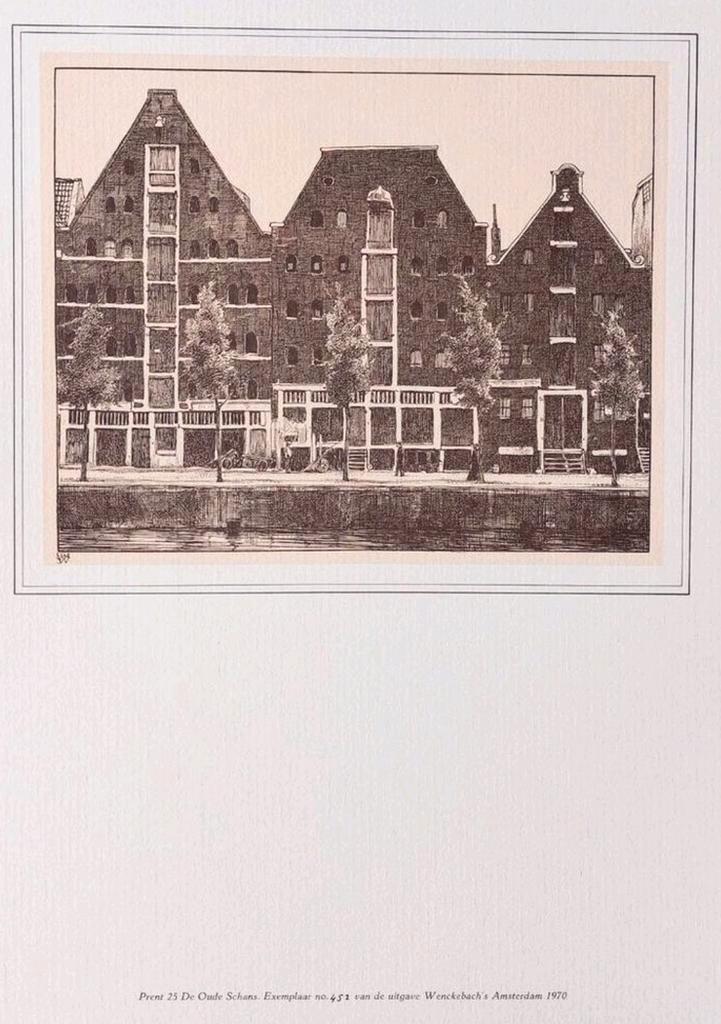 Wenckebach Amsterdam 1970 - Oude Schans Prent, Antiek en Kunst, Kunst | Etsen en Gravures, Ophalen of Verzenden