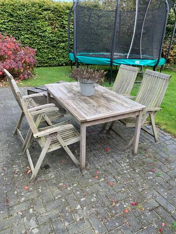Houten Tuinset met 4 Stoelen (teakhout) beschikbaar voor biedingen