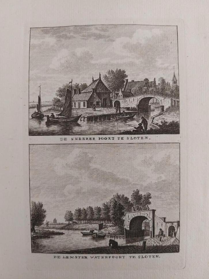 359-360 /  Sneekerpoort   en Lemster Waterpoort te Sloten, Antiek en Kunst, Kunst | Etsen en Gravures, Ophalen of Verzenden