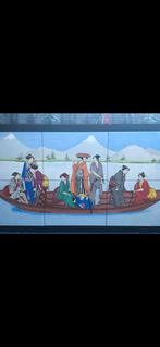 Tegel schilderij Chinese vrouwen - 105x56 cm, Antiek en Kunst, Ophalen of Verzenden