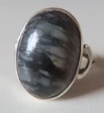 Koopje! Zilveren ring (no 64) met mosagaat, incl verzenden, 20 of groter, Verzenden, Zo goed als nieuw, Dame of Heer