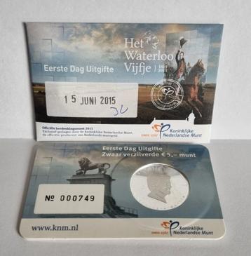 Eerste dag uitgifte coincard Waterloo Vijfje - EDC 2015 beschikbaar voor biedingen