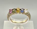 Gouden Vintage design ring met edelstenen saffier. 2025/706, 18 tot 19, Overige kleuren, ., Ophalen of Verzenden