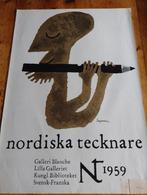 Nordiska Tecknare 1959 Tentoonstellingsposter, Verzamelen, Ophalen of Verzenden, A1 t/m A3, Reclame, Rechthoekig Staand