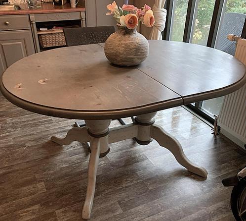 Dubbele bolpoot eettafel ovaal tafel., Huis en Inrichting, Tafels | Eettafels, Gebruikt, 100 tot 150 cm, 200 cm of meer, Vijf personen of meer