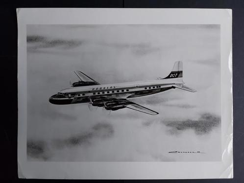 Foto van een tekening van een Douglas DC-7 (F849), Verzamelen, Luchtvaart en Vliegtuigspotten, Gebruikt, Kaart, Foto of Prent
