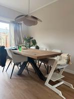 Eettafel hou stalen poot 180x100cm, Huis en Inrichting, Tafels | Eettafels, Ophalen, Zo goed als nieuw, Rechthoekig, 50 tot 100 cm