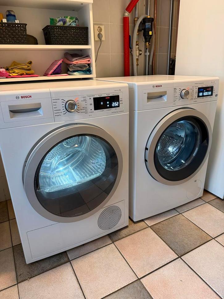 Bosch Wasmachine & Warmtepompdroger Set Serie 8, Witgoed en Apparatuur, Wasmachines, Gebruikt, Voorlader, 8 tot 10 kg, 85 tot 90 cm