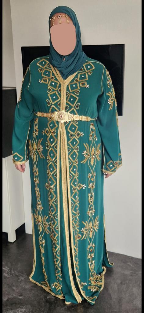 Kaftan takchita marokaanse jurk, Kleding | Dames, Gelegenheidskleding, Gedragen, Cocktailjurk, Maat 46/48 (XL) of groter, Groen