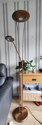 Vloerlamp brons ( halogeen) met leeslamp incl. dimmer., Huis en Inrichting, Ophalen, Zo goed als nieuw, Metaal, 150 tot 200 cm