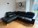 Zwarte leren hoekbank - Gebruikt, lage prijs!, Ophalen, Gebruikt, Leer