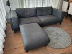 Donkergrijze 3-zits bank met losse hocker, Huis en Inrichting, Ophalen, 250 tot 300 cm, Gebruikt, Driepersoons